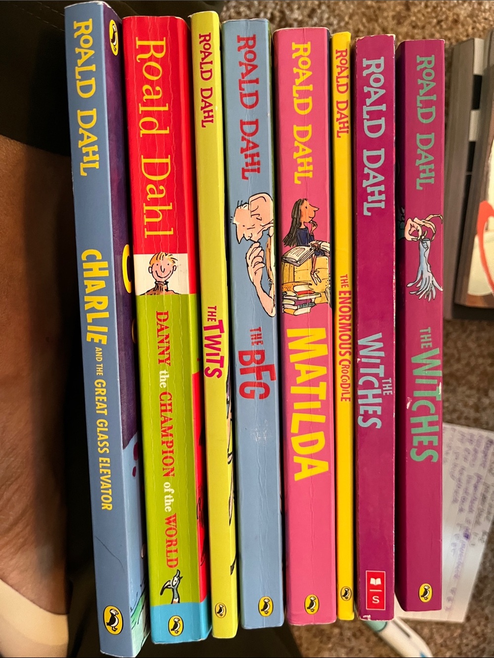 Roald Dahl Paperback Book Set - Bright Multi-Color Spines